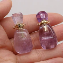 

Natural Stone Amethyst Perfume Bottle Diffuser Pendant For Jewelry MakingDIY Necklace Accessories Healing Gems Charm Gift17x35mm