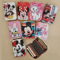 Cute Mickey Minnie Organ Card Bag PU Leather Wallet Cartoon Business Card Case Credit Card Holder Mini Zipper Clutch Bag 1