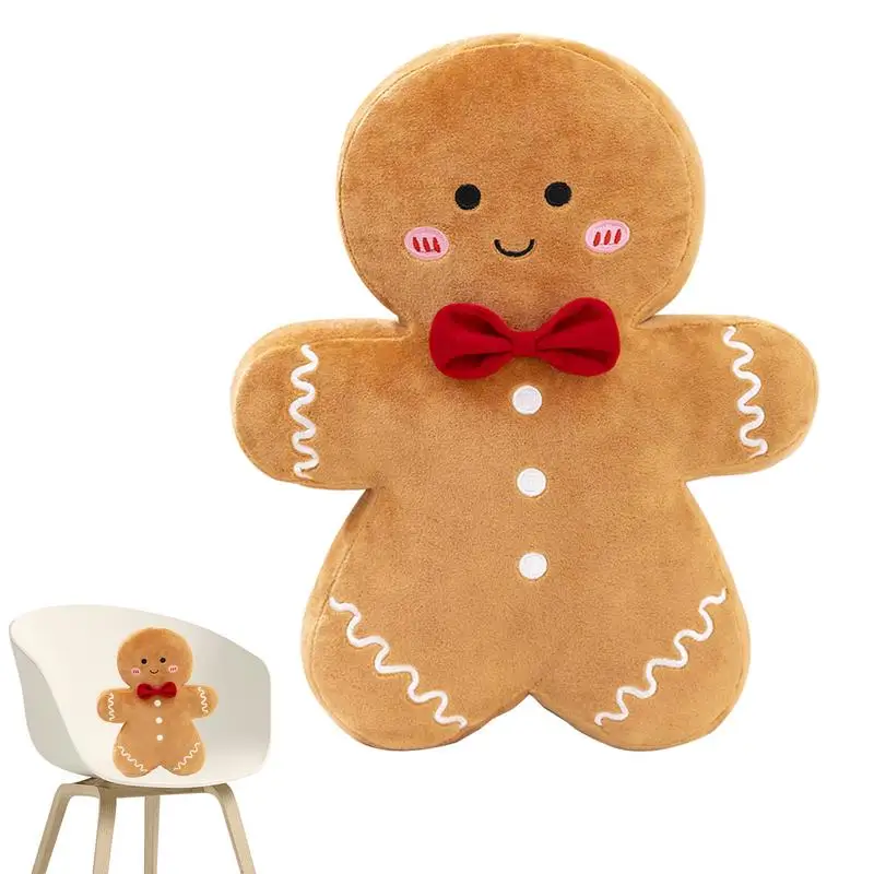 Christmas Plush Gingerbread Pillow Soft Plush Christmas Pillow Decorative And Cuddly Toys For Office Living Room Home And Car