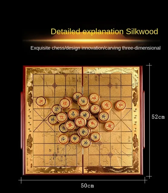 Large Travel thematic Portable Chinese Chess Set Golden Wooden Xiangqi  Chinese Chess Set Luxury Decor Juegos De Mesa Board Games - AliExpress