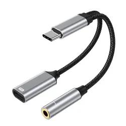NIERBO Dual Function USB-C Audio & Fast Charging Adapter (GRAY)
