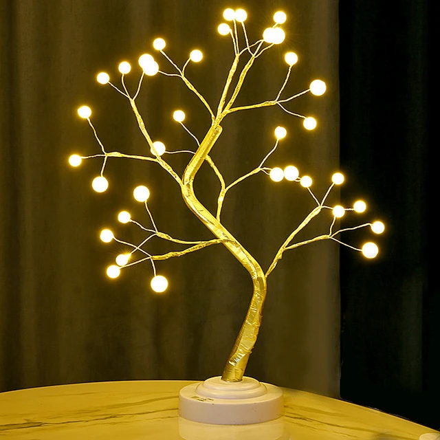Table Tree Night Light USB/Battery Powered Touch Switch Artificial Bonsai Cherry Blossom Desktop Tree LED Lamp Light Decoration 3