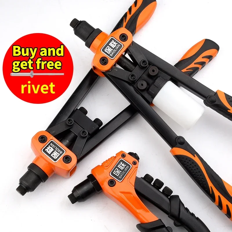 50pcs Rivet Nut and Hand Riveter Set Professional Manual Rivet Gun Tool For Home Repair Double Insert Manual Riveter Tool