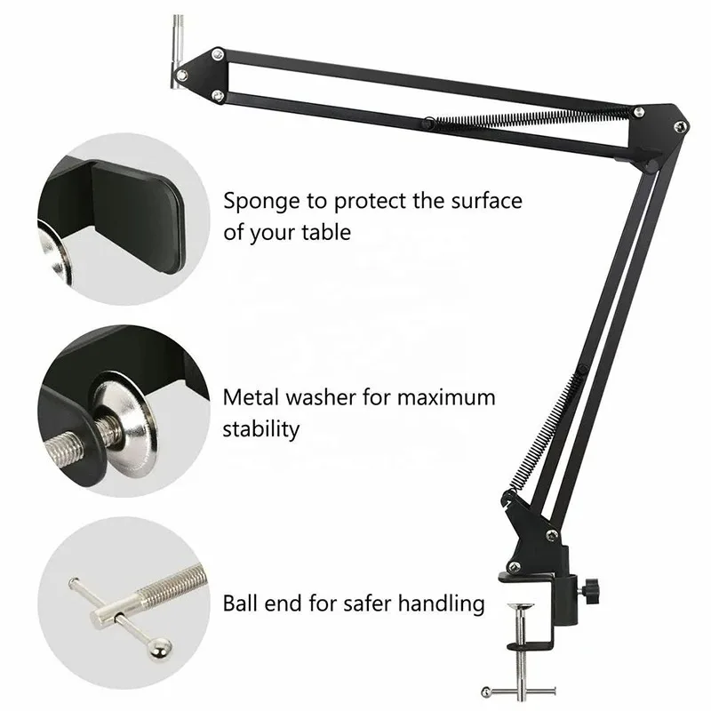 Microphone Stand Professional Flexible Desktop Hanging Adjustable Boom Scissor Arm for Podcast Streaming Youtube