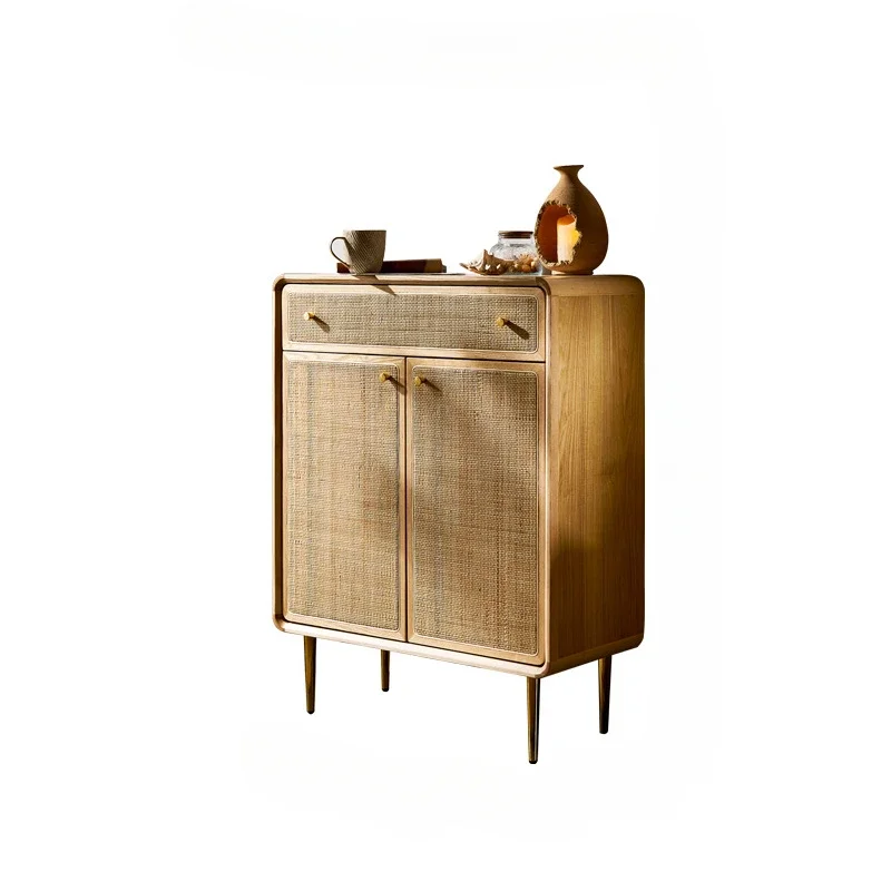 

Solid wood rattan shoe cabinet, living room, entrance locker, household storage cabinet, storage cabinet