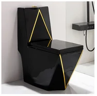 Used for luxury bathroom ceramic bathroom diamond flush toilet, ceramic flush integrated black gold toilet YX630TB 1
