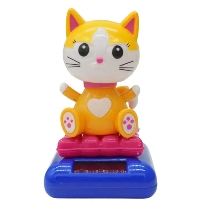 Money Cat Wealth Welcome Cat Ornament Bobblehead Cat Figurine Vivid And Lovely Solar Powered Lucky Cat Car Decoration For