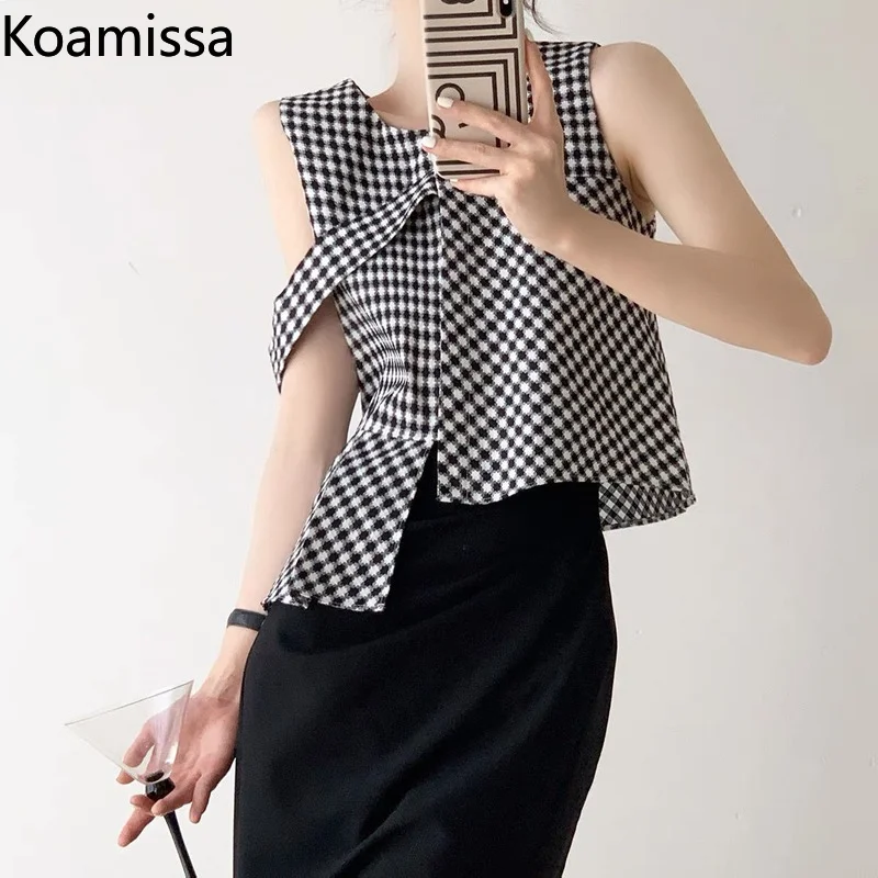 

Koamissa Frnch Irregular 2022 Women Tank Tops Elegant Party Camis Fashion Korean Chic Cropped Tops Sexy Outwear Tanks Ropa Mujer