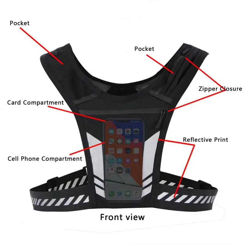 Reflective Running Backpack Universal Lightweight Sport Running Vest Mobile Phone Cards Bag For Jogging Fitness Male