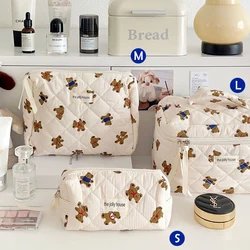 Chic Quilted Cotton Cosmetic Organizer - Portable Zipper Handbag - S (Bear)