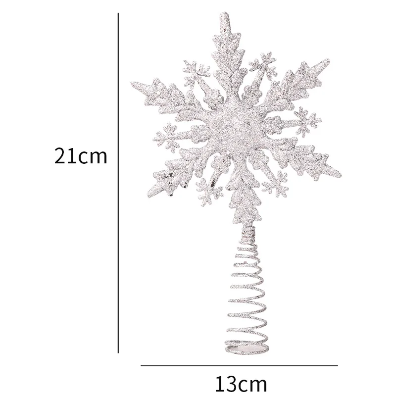 thumbnail image 1 of Adornos de copos de nieve con estrellas doradas y plateadas con purpurina para la parte superior del árbol de Navidad, decoración navideña para el hogar, Año Nuevo 2024, 2025, 1 of 5