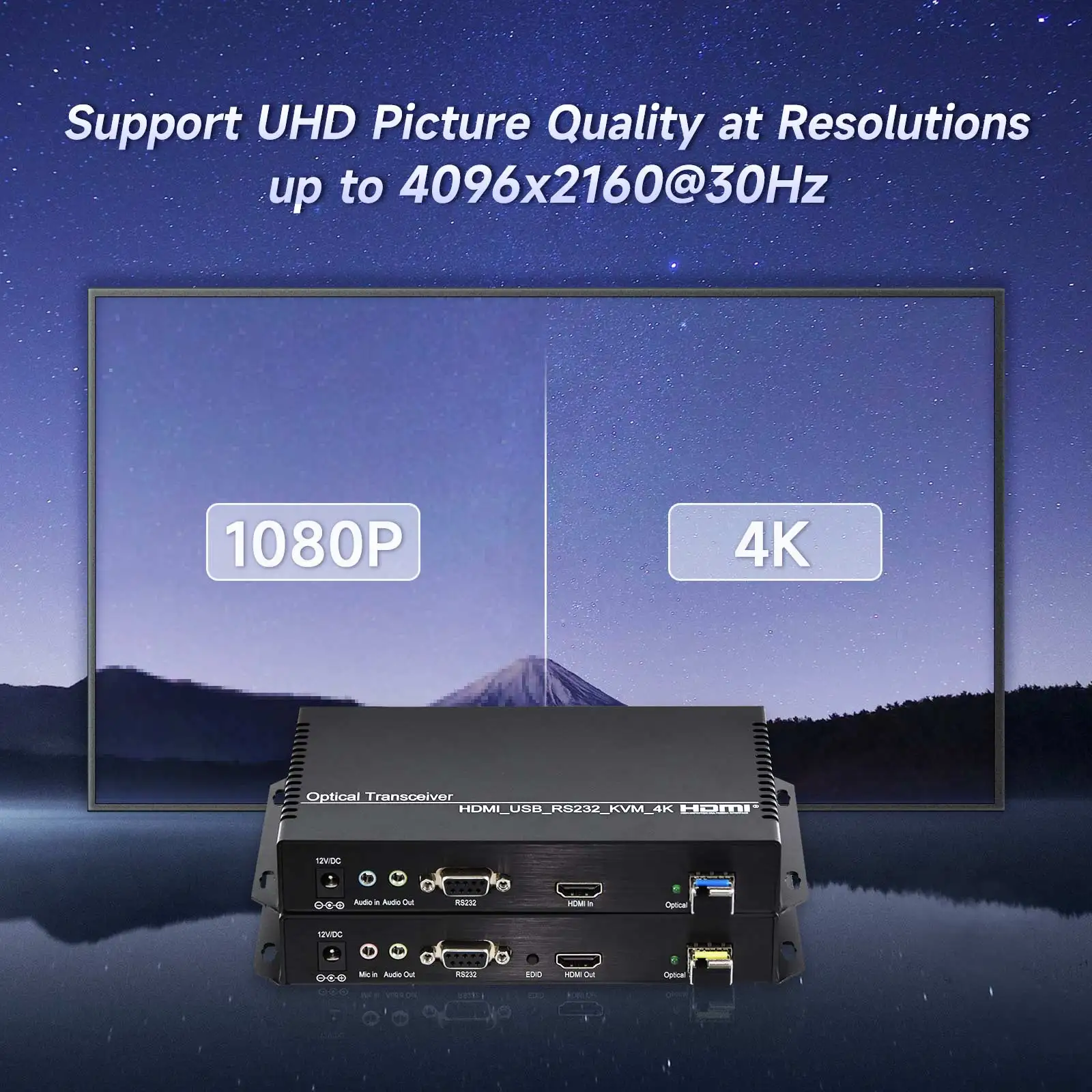 20 km 4K HDMI KVM Extender Transceiver über LC Glasfaserkabel 4K HDMI Glasfaser Extender – Detail 4
