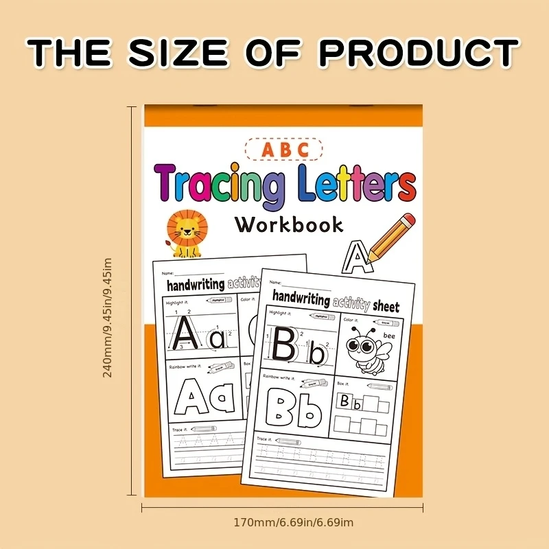 ספר תרגול כתיבת אותיות באנגלית לילדים פעילות מהנה עותק מכיל איורים מהנים 5 סוגים משחקים אינטראקטיביים