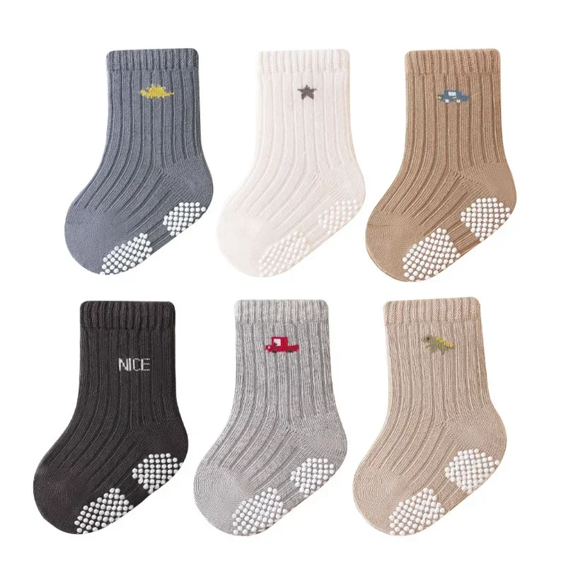 3 Pairs Korean Kids Soft Fashion Cartoon Socks Baby Middle Tube Stockings Long Socks for Infant Toddler Boys Girls Casual Socks 1