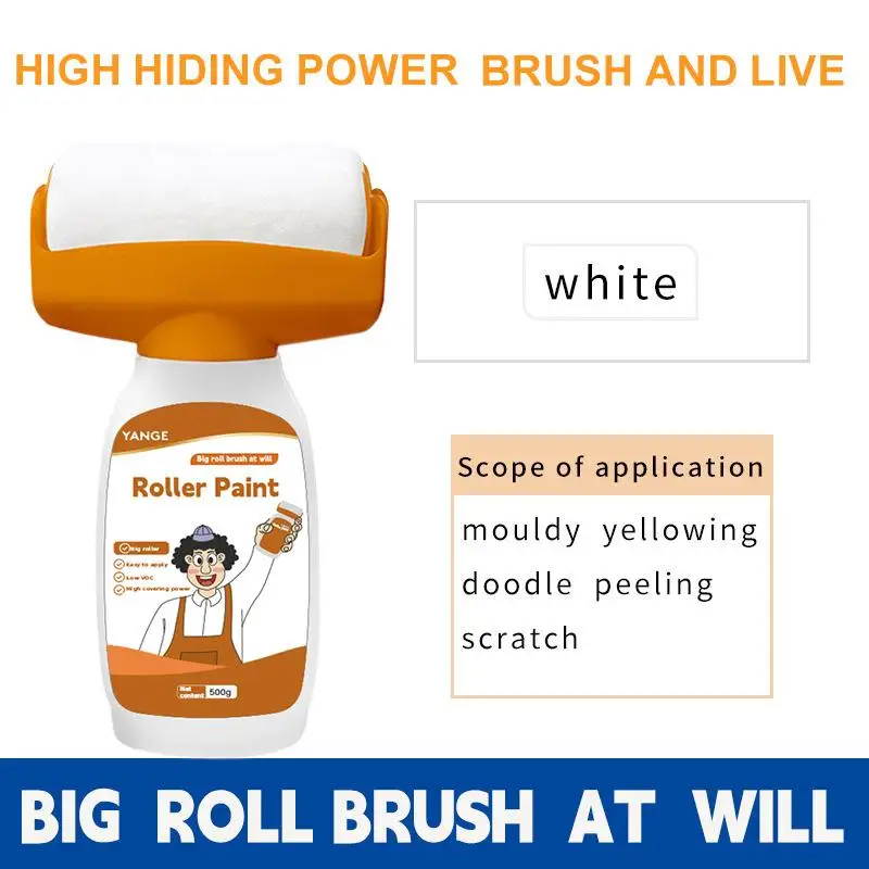 1pc Wall Repair Roller Paint Antibacterial Household Latex Paint White Graffiti Stains DIY Renovation Wall Spackle Cleaning Tool wall paint wall repair tool