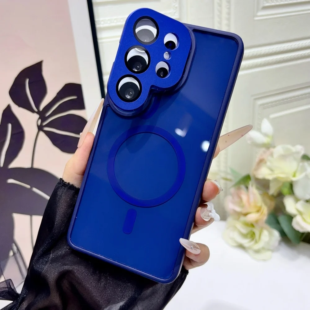 Premium Glossy Magnetic Folding Bracket Case with Glass Lens Protection