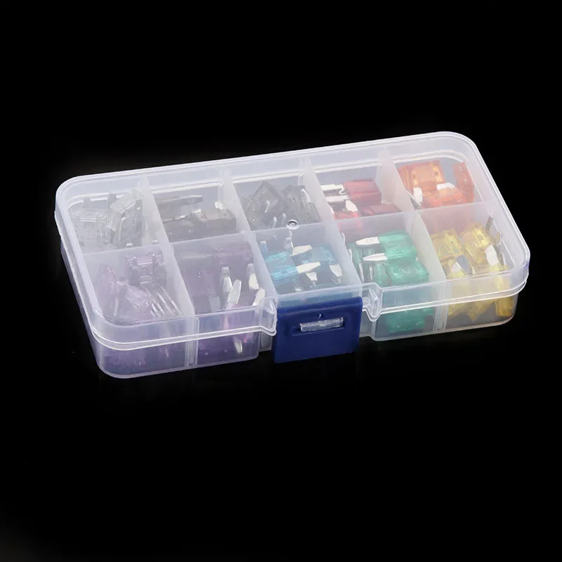 Profile Small Size Blade Car Fuse Assortment Set 120Pcs car fuses kit circuit adapters and fuse set For Auto Car Truck 2/3/5/7.5/10/15/20/25/30/35A Fuse with Plastic Box
