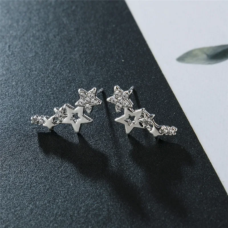 Mini Star Bar Stainless Steel Stud Earrings for Women Rose Gold Color Minimalist Korean Style Shiny CZ Versatile Jewelry Gift 5