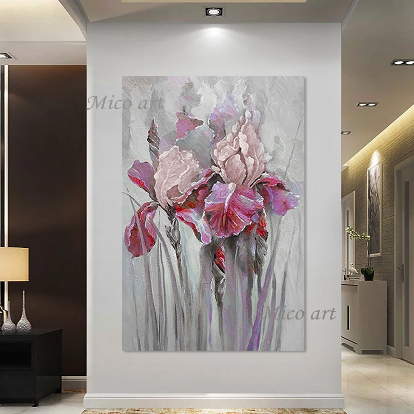 

Безрамная африканская абстрактная Цветочная картина маслом с листьями, ручное рисование на холсте, настенное искусство, декор для спальни, цветочное произведение искусства