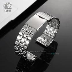 Silver Stainless Steel Folding Buckle Watch Band - Versatile Sport Wristbelt - 22mm (Silver)
