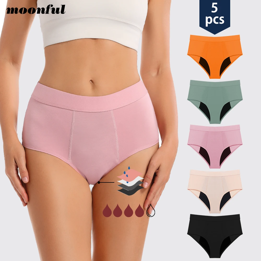 Lote de bragas menstruales de cintura alta para mujer, ropa interior de bragas menstruación para niñas, bragas menstruales algodón, bragas menstruales flujo abundante,  5 unids/por paquete