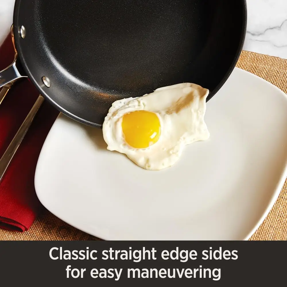 HA1 Hard Anodized Non Stick Fry Pan Set 3 Piece, 8, 10, 12 Inch, Induction, Oven Broiler Safe 500F, Lid Safe 350F, Skil 5