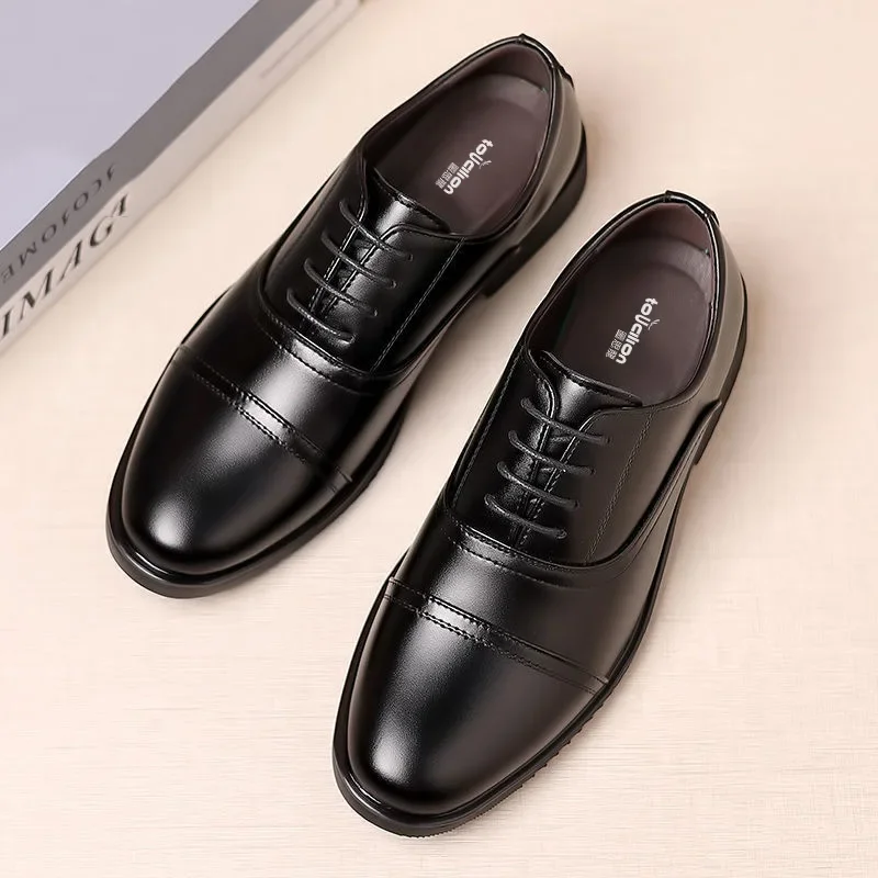 Genuine Leather Oxford Shoes Three-Buckle Formal Business Casual Shoes Heightening Men's Genuine Leather Commuting Grooming Shoe - Image 2