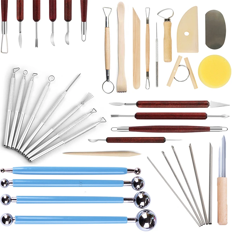 Pottery Sculpting Tools Set Ceramic Detail Texture Shaping Blade Clay Modeling Stainless Steel Tool Kit Carving Hole Punch