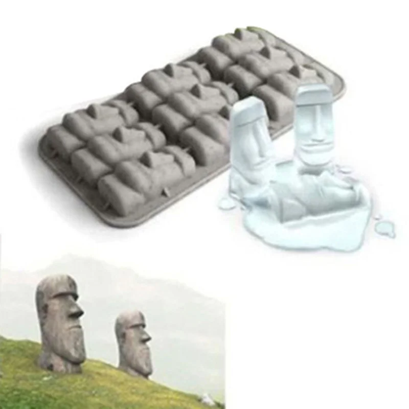 Easter Island Moai Stone Statues Freeze Mini Silicone Ice Tray Ice Lattice Cubes DIY Mould Mold Funny New Tricks Party Drink ice mold