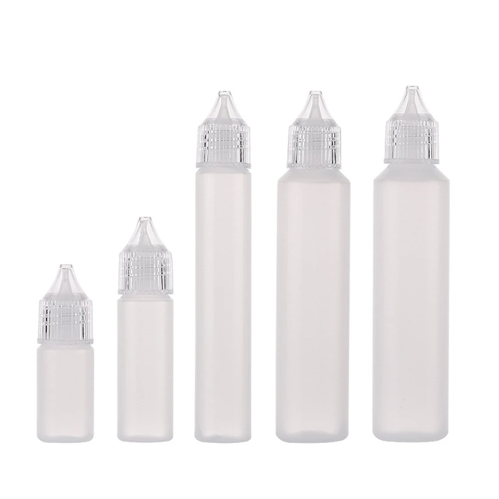 1PC 10ml/15ml/30ml/50ml Needle Tip Squeezable Bottle Refillable Liquid Plastic Bottle Container Wide Mouth Empty Pen Style