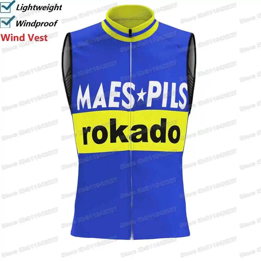 2025 Retro Team Maes Cycling Vest Windproof Men Wind Vest Road Cycling Jersey Sleeveless Bicycle Windbreaker MTB Clothing