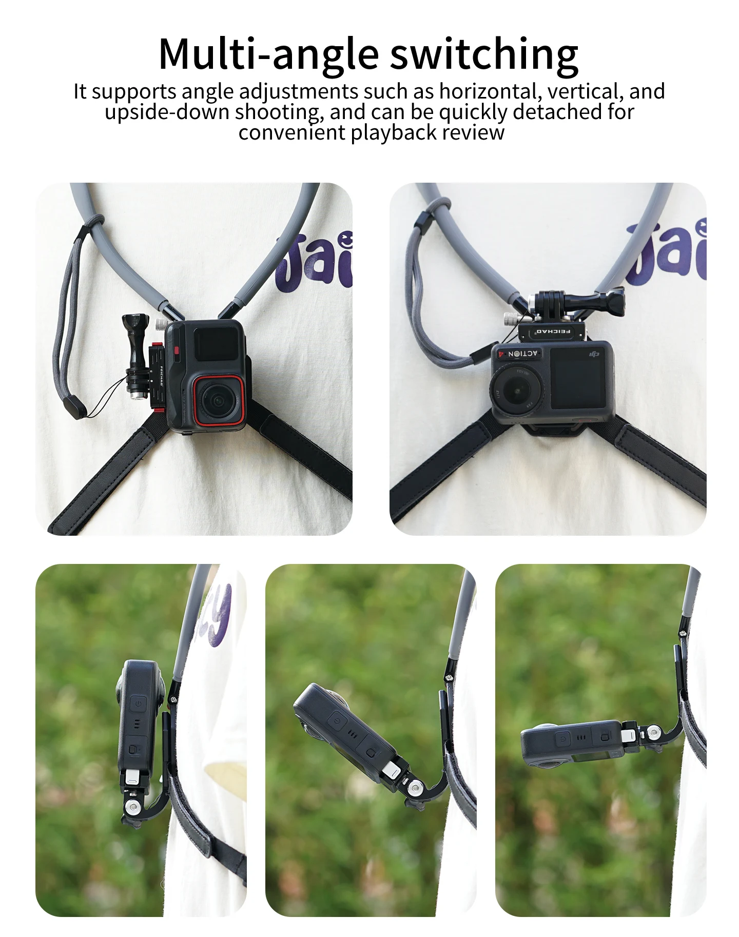 POV Brusthalsgurt Kamerahalterung Magnetische Schnellverschlusshalterung für GoPro 13 Insta360 X5 Go Ultra DJI Action Sport Radfahren – Detail 14