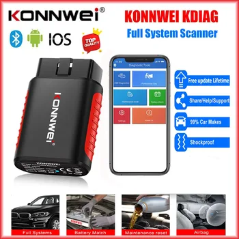 Scanner OBD2 per Auto KONNWEI KDIAG, Lettore di Codici Diagnostico Completo, Strumento per Reset Olio e Batteria, Scanner Bluetooth OBD2