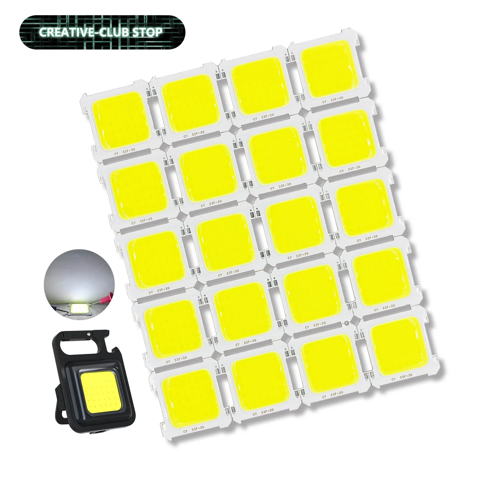 20 PCS/lot blanc LED COB puce intégrée 5 W DC3V haute luminosité projecteur Tube lumière Portable Camping lumière LED ampoule accessoires