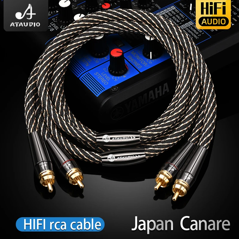 Cabo de áudio estéreo HiFi, conector banhado a ouro Plug para amplificador de CD, macho para macho, 2RCA para 2RCA, 6N OFC