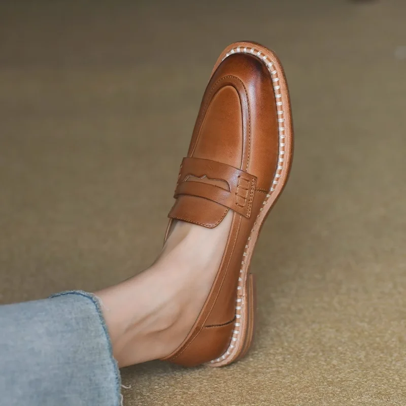 WomensFlatsCowhideFlatShoesSpringAutumnSlipOnWomenSimple