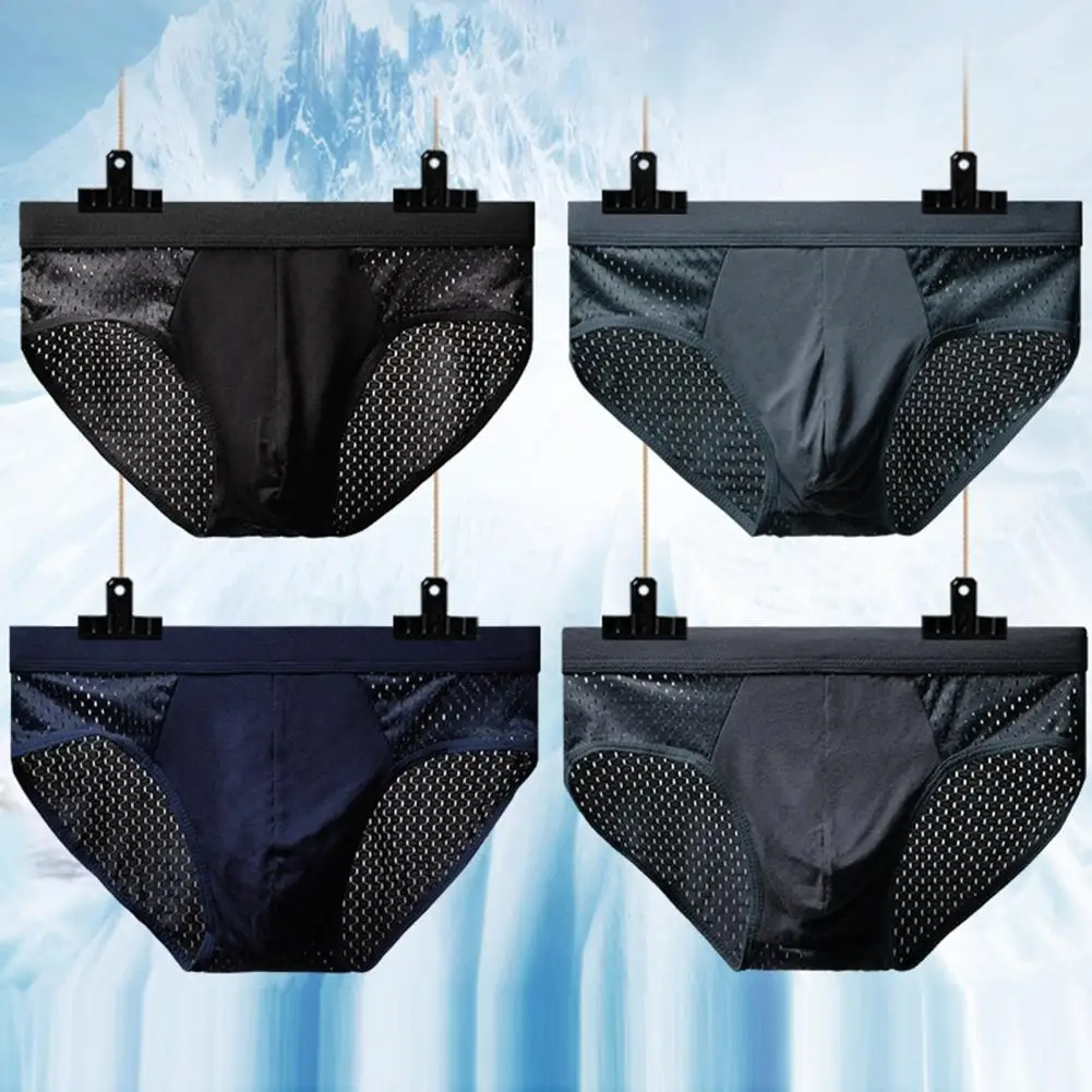 

Men Briefs Mesh Stretchy Breathable Solid Color Plus Size Hollow Out U Convex Panties Underwear Men Breathable Panties Thongs