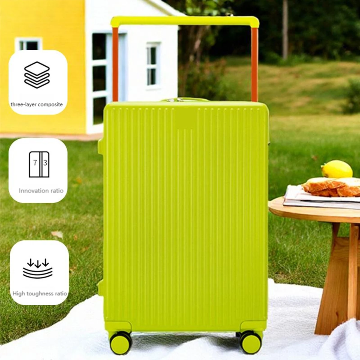 Wide Trolley Explosion-Proof Zipper Suitcase 20inch Boarding Case for Male College Students Large Capacity 24inch Travel Trolley Case for Women