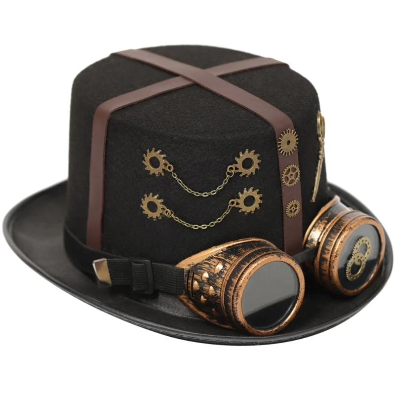 

Steampunk Top Hat With Goggles For Men Gay top hat Bowler Top Hat
