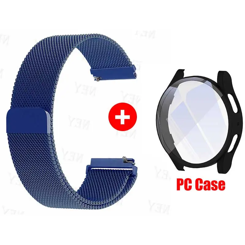 Premium Glass Case and Milanese Loop Strap with 20MM Band and PC Protector Cover Bumper