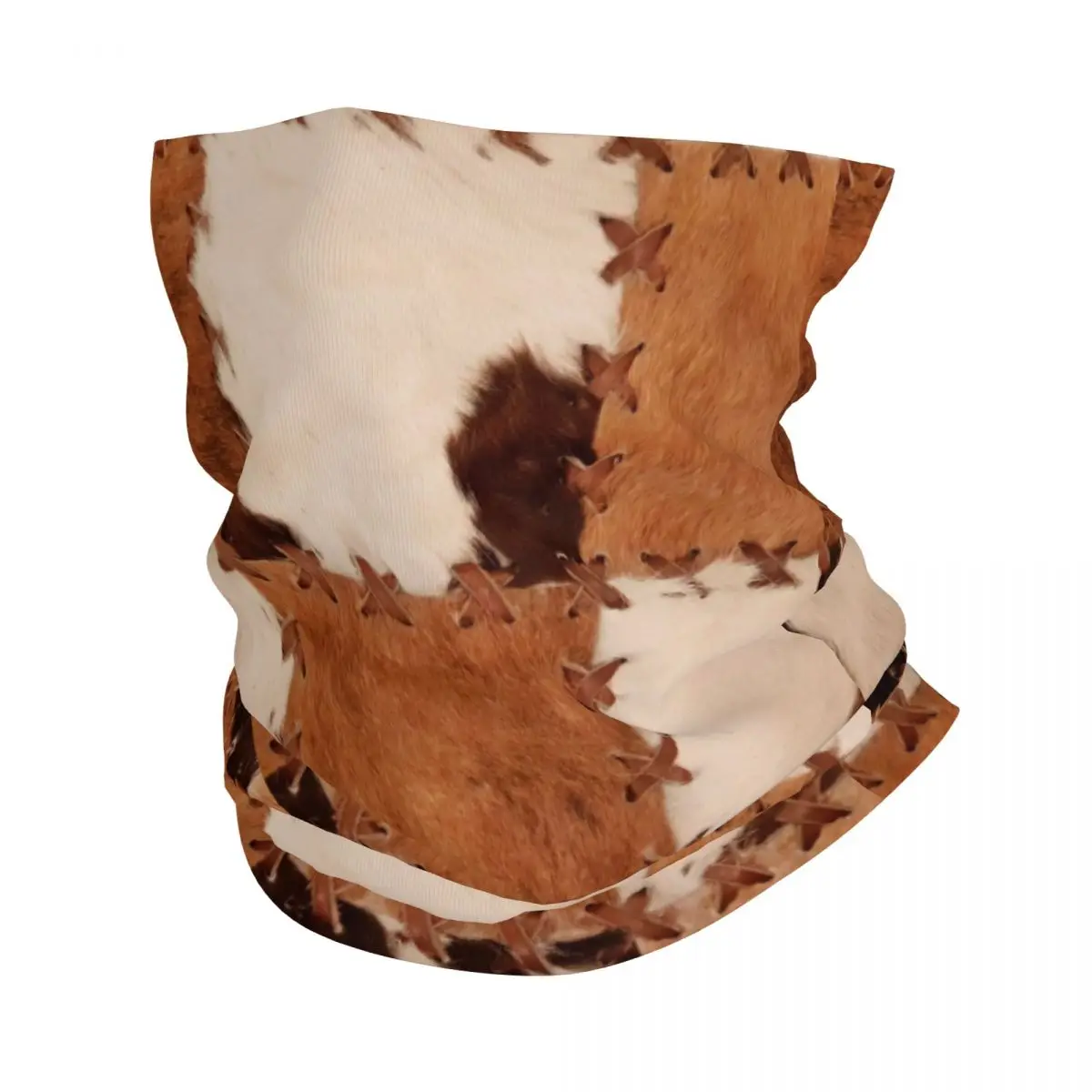 

Patchwork Cowhide Rustic Western Decor Bandana Neck Gaiter Balaclavas Mask Scarf Warm Headband Outdoor Sports Adult Washable