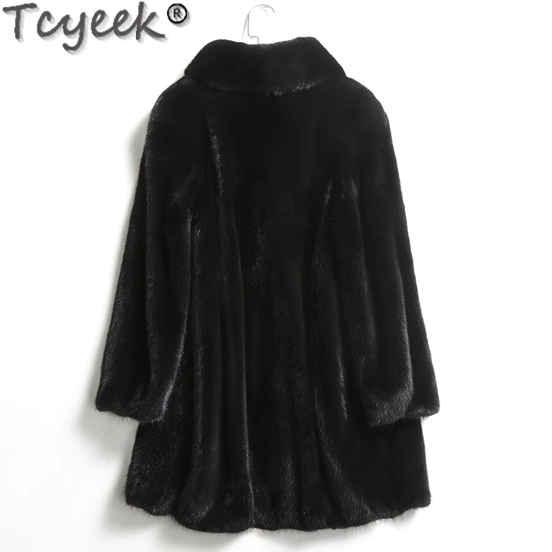 

Tcyeek Natural Mink Fur Jackets Women Clothes Elegant 2023 Korean Fur Coats Mid-long Women's Winter Fur Coat Casaco Feminino LM