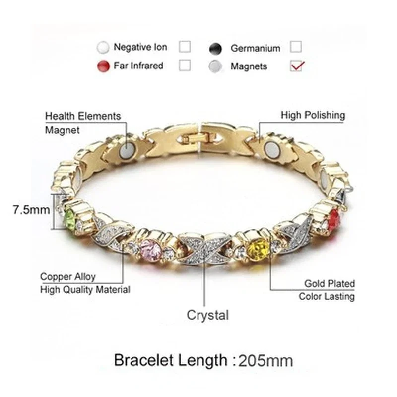 5 Colors Weight Loss Energy Magnets Crystal Jewelry Magnetic Therapy Bracelet