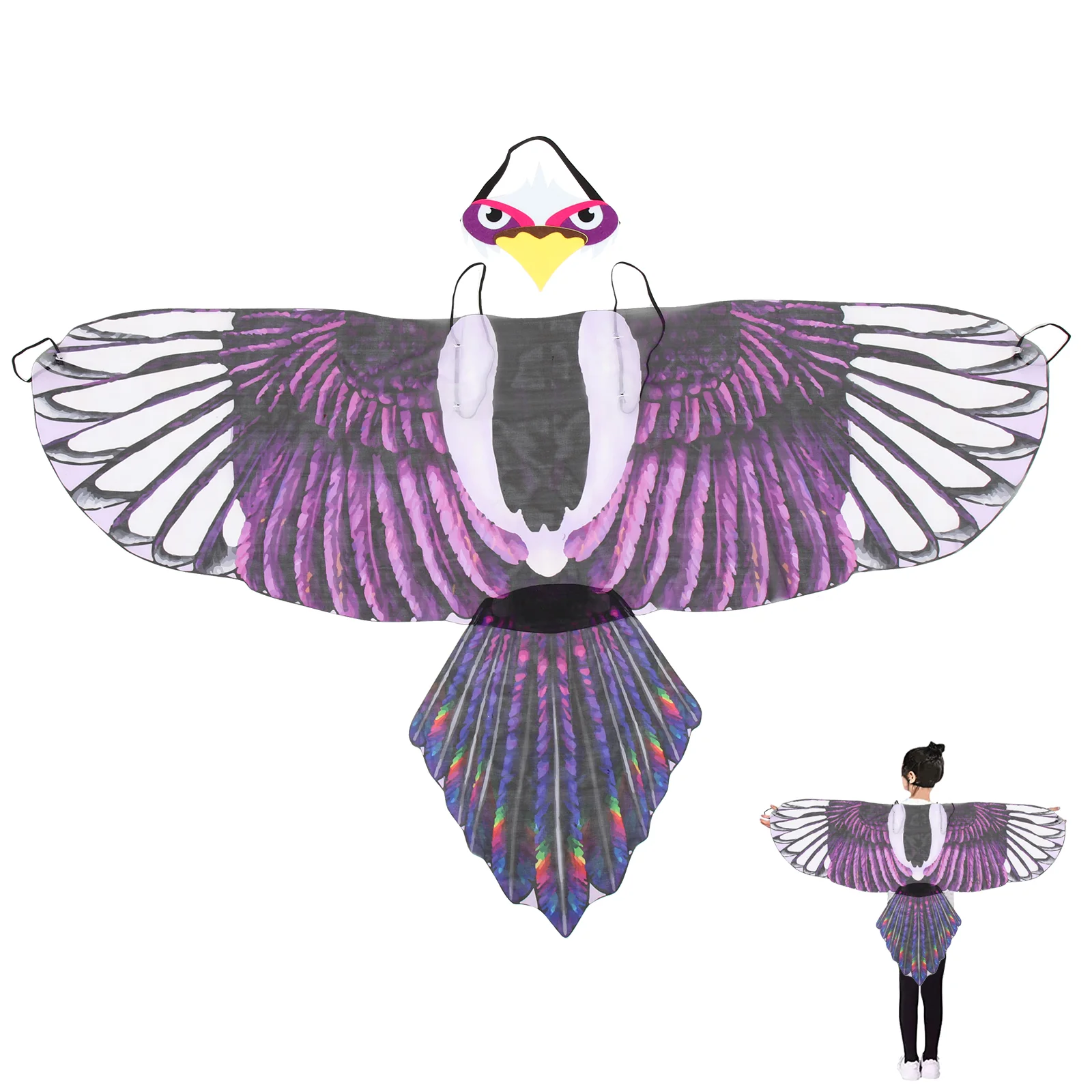

Girls Clothes Eagle Wings Party Favor Clothing Wing-shaped Ornament Kids Performance Prop Purple Decorative Costume Child