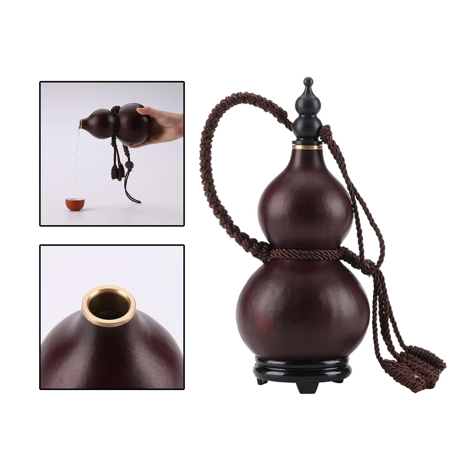 Gourd Water Bottle Beeswax Waterproof Hollow Calabash Wine Gourd Drinking for Camping Interior Drinks Holder Home Ornament