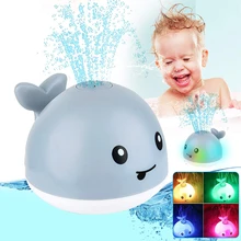  Baby Light Up Bath Toys Whale Automatic Sprinkler Bathtub Toys Pool Bathroom Shower Bath Toys for Toddlers Infant Kids Boy Gift 