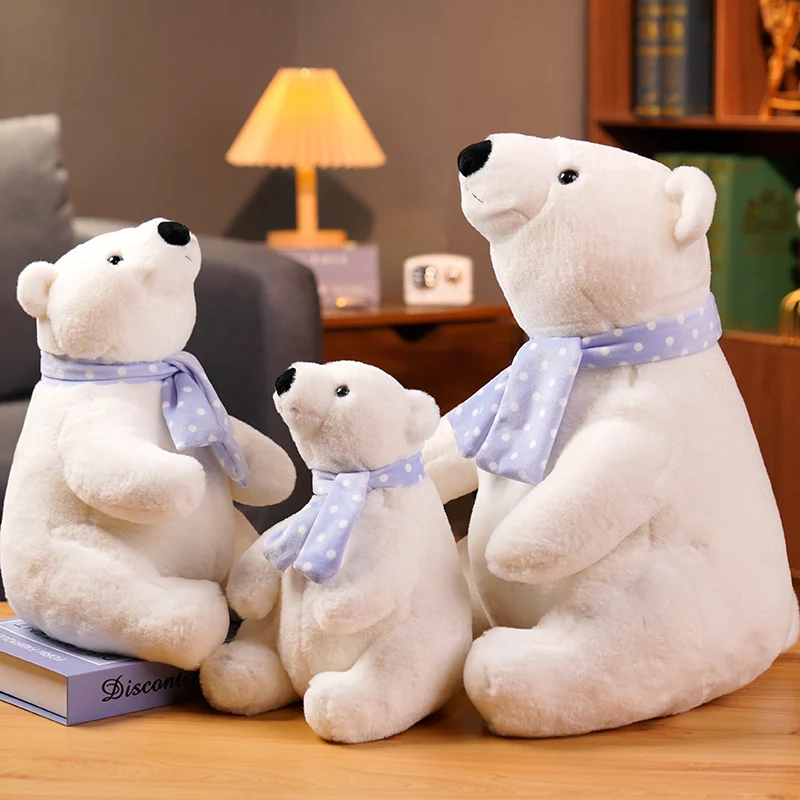 

25/30/40cm Kawaii Polar Bear Plush Toy Soft Stuffed Animal Doll Toys for Boys Girls Girlfriend Birthday Gifts Kawaii Home Decor