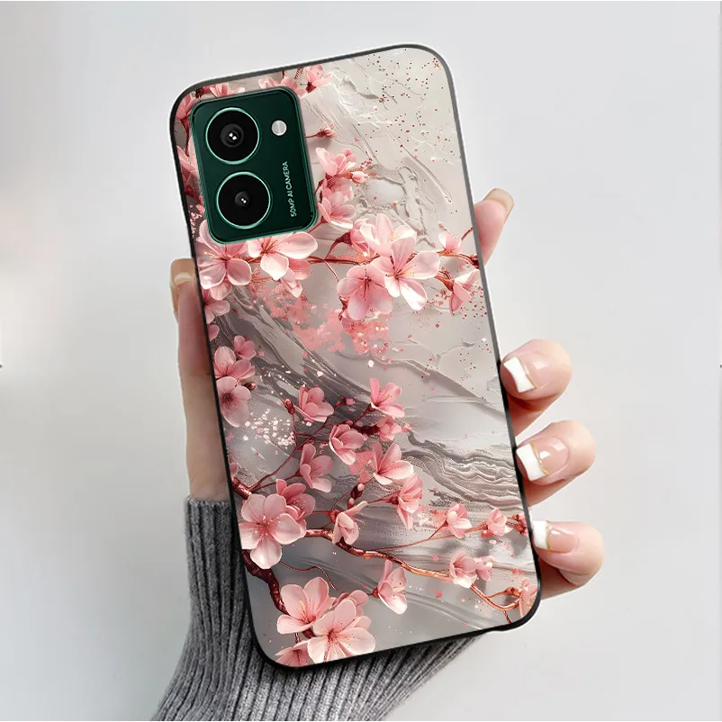 Luxury Fashion Butterfly Flower Painted Black Soft TPU Silicone Phone Case