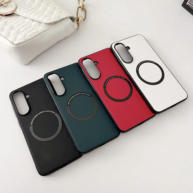 Premium Magnetic PU Leather Protective Case with Wireless Charging Compatibility