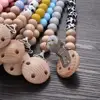 Baby Beech Pacifier Clip Round Colorful Silicone Teething Beads Food Grade Dummy Holder Soothe Chain Anti-drop Baby Nipple Chain 5